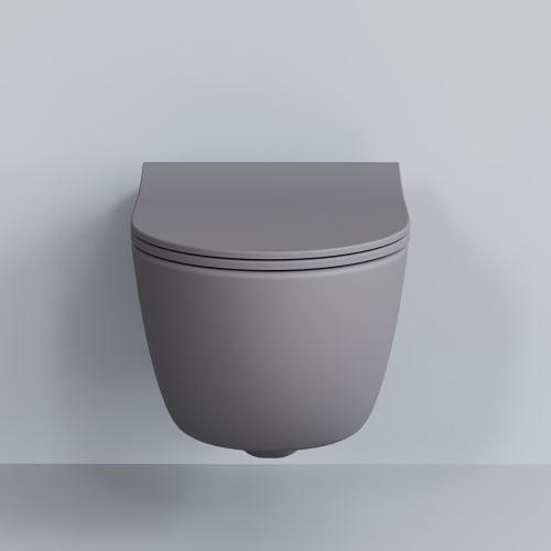 картинка Унитаз Abner 103T20301R (545*360*330) МАТОВЫЙ СЕРЫЙ подвесной БЕЗОБОДКОВЫЙ, 1 место от магазина Сантехстрой