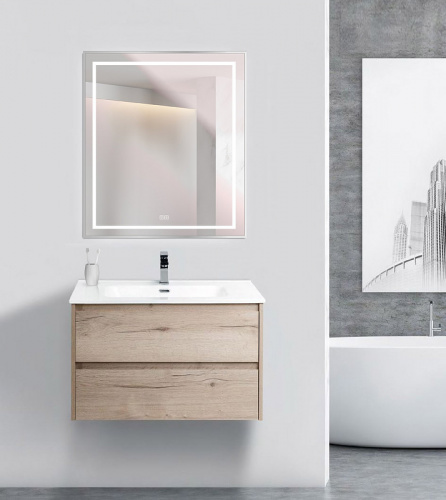 картинка Зеркало BelBagno Kraft 70 SPC-KRAFT-700-800-LED-TCH-WARM с подсветкой Сатин с сенсорным выключателем и подогревом от магазина Сантехстрой