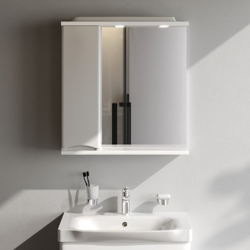 картинка M80MPL0651WG Like зеркало, частично зеркальный шкаф, левый, 65см, с подсветкой, белый, глянец, шт от магазина Сантехстрой