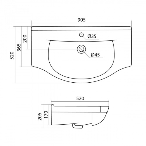 картинка Умывальник Style Line Эльбрус 90 от магазина Сантехстрой