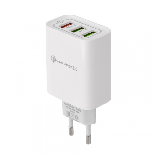 картинка Сетевое зарядное устройство для iPhone/iPad REXANT 3 x USB,  5V,  3 А + 1 А + 1 А,  белое от магазина Сантехстрой