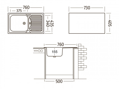 картинка Кухонная мойка UKINOX Классика CLM760.435 --W6K 2L, 43,5*76 от магазина Сантехстрой