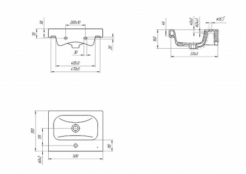 картинка Раковина Cersanit  мебельная MODUO 50 узкая 1 отв. (S-UM-MOD50SL/1) от магазина Сантехстрой