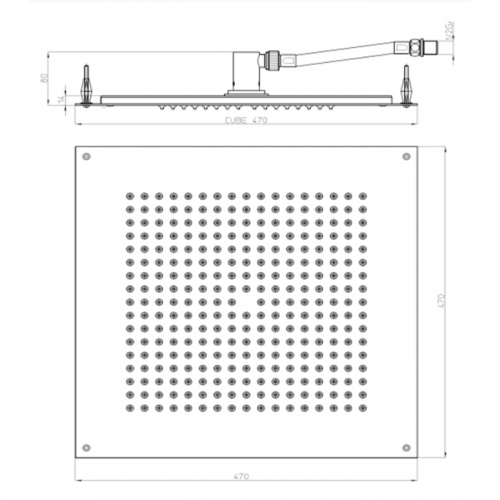 картинка BOSSINI DREAM-CUBE  Верхний душ 470 x 470 mm, цвет: черный матовый от магазина Сантехстрой