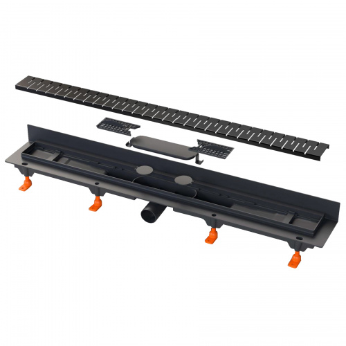 картинка Душевой лоток AZARIO D50 Medium 750 мм, боковой слив, пластиковый, перфорированная решетка, черный (AZ-CH 750/50 MC) от магазина Сантехстрой