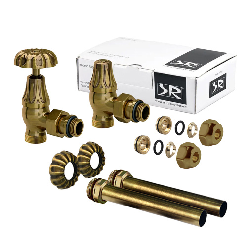 картинка Комплект угловых вентилей SR Rubinetterie Floral Old Style 1/2” x 24/19, цвет бронза от магазина Сантехстрой