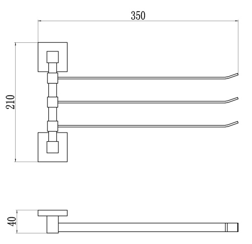 картинка Держатель для полотенец поворотный (3-ой) Savol S-06503H от магазина Сантехстрой