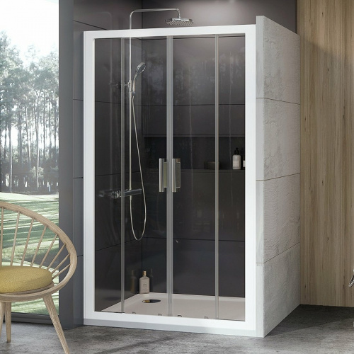 картинка Душевая дверь Ravak 10° 10DP4 120 0ZKG0100Z1 профиль Белый стекло Transparent от магазина Сантехстрой