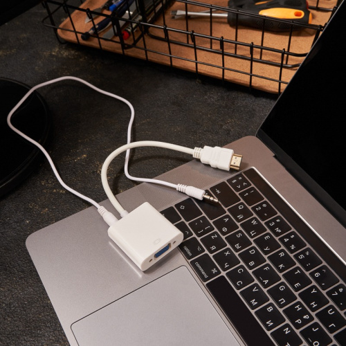 картинка Переходник штекер HDMI - гнездо VGA,  провод + шнур стерео 3,5мм REXANT от магазина Сантехстрой
