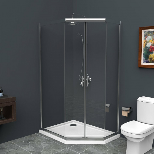 картинка Душевой уголок BelBagno Uno 100х80 UNO-195-PH-2-100/80-C-Cr профиль Хром стекло прозрачное от магазина Сантехстрой