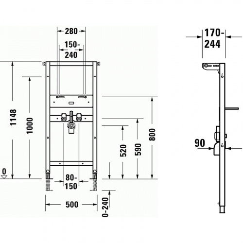 картинка Инсталляция Duravit DuraSystem WD2001000000 для раковины Серая от магазина Сантехстрой