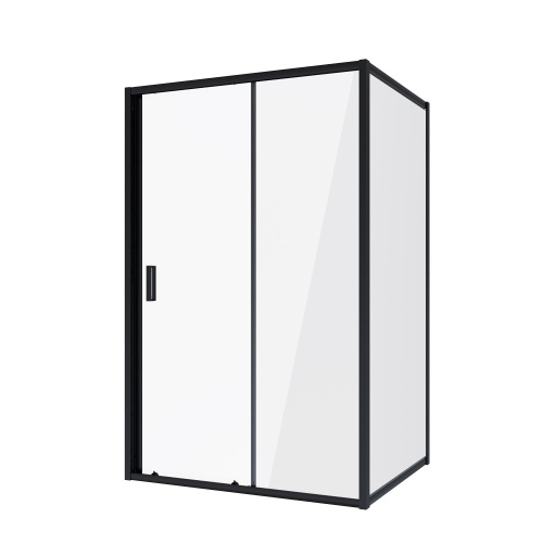 картинка Душевое ограждение Niagara Nova NG-82-13AB-A90B (130х90х195) прямоугольник,черный, дверь раздвижная,стекло прозрачное,2 места от магазина Сантехстрой