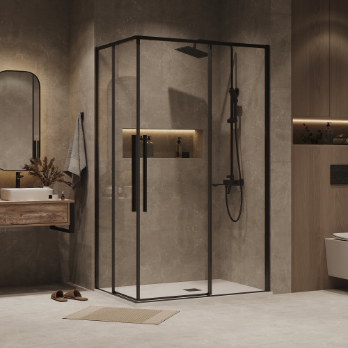 картинка Душевое ограждение Grossman Galaxy 1/2.K33.01.10.42.00-1/2.K33.01.90.42.00 (100х90х195) раздвижная,графит сатин,стекло прозрачное,2 места от магазина Сантехстрой