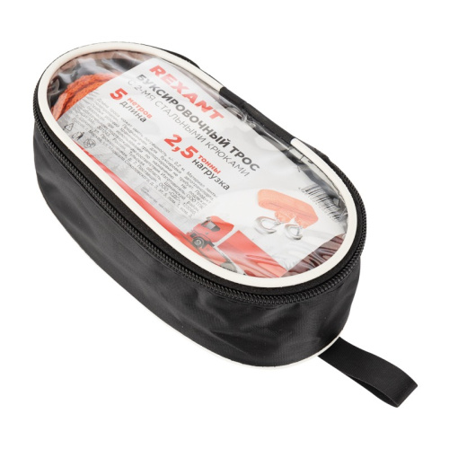 картинка Трос буксировочный REXANT 2.5 т,  5 м,  с двумя крюками,  в чехле от магазина Сантехстрой