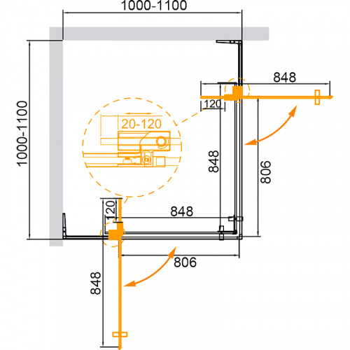 картинка Душевой уголок Cezares Slider 100x100 SLIDER-A-2-100/110-BR-Cr профиль Хром стекло бронзовое от магазина Сантехстрой