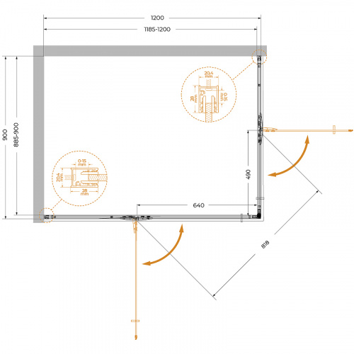 картинка Душевой уголок Cezares Liner 120x90 L LINER-AH-2-120/90-C-Cr-L профиль Хром стекло прозрачное от магазина Сантехстрой