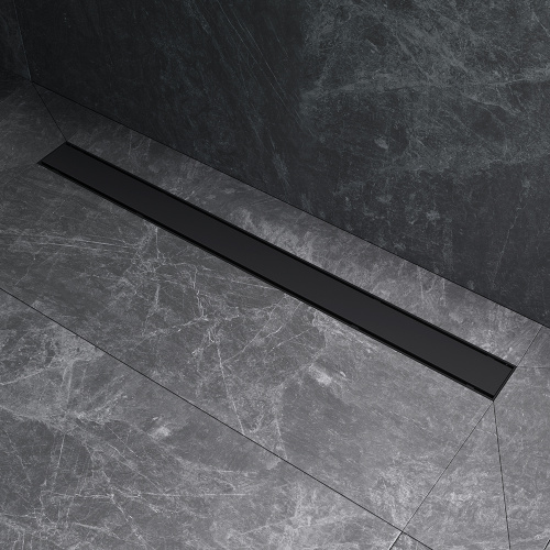 картинка W02SC-U11-090-04BM PrimeFlow Трап для душа линейный универс затвор Tile 90см цвет черн мат от магазина Сантехстрой