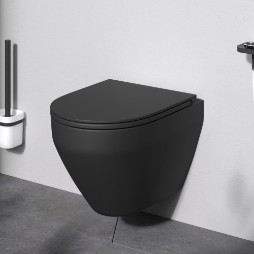 картинка C701700MBSC Spirit V2.0 подвесной унитаз FlashClean с сиденьем микролифт, черн мат от магазина Сантехстрой