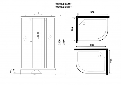 картинка Душевая кабина Niagara p90/70/26l/mt от магазина Сантехстрой