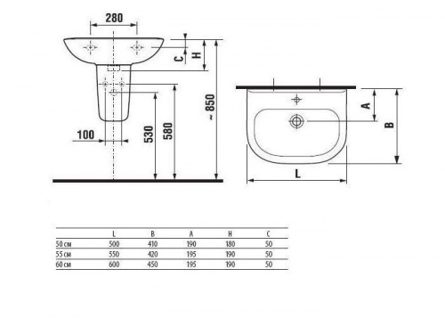 картинка Раковина подвесная Roca Access 550x420, 1 отверстие (Z.RU93.0.760.9) от магазина Сантехстрой