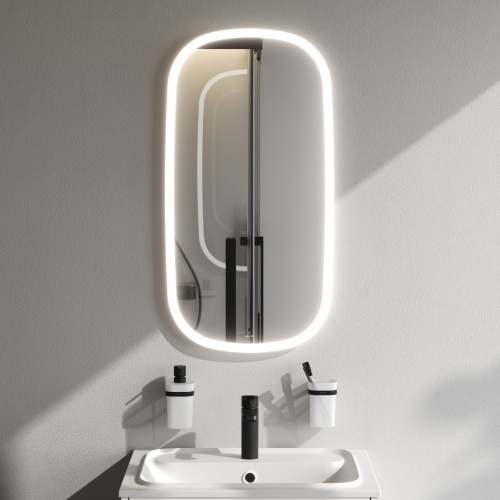 картинка M8FMOX0451WGH Зеркало универсальное с контурной LED-подсветкой, ИК- сенсором, вытянутое, 45*86 см от магазина Сантехстрой