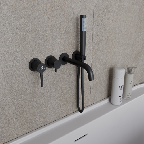 картинка Смеситель для ванны скрытого монтажа с внутренней частью Y OL-889017-MB, черный матовый от магазина Сантехстрой