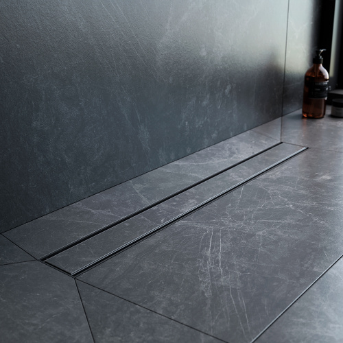 картинка W02SC-U11-070-04BM PrimeFlow Трап для душа линейный универс затвор Tile 70см цвет черн мат от магазина Сантехстрой