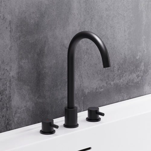 картинка 360200300 Scandinavian Pure Смеситель для умывальника, встраиваемый в столешницу, трёхсекционный, че от магазина Сантехстрой