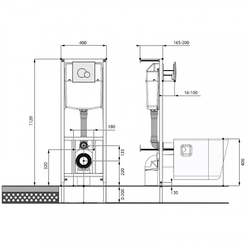 картинка ПЭК унитаз с инсталляцией Santek Нео с сиденьем "Микролифт" и черной матовой клавишей смыва (1WH501776) от магазина Сантехстрой