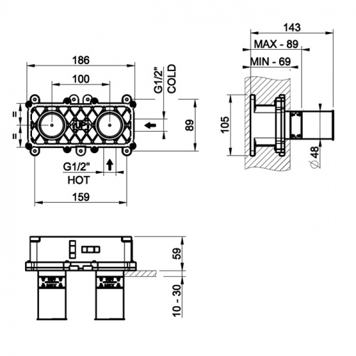 картинка Gessi Emporio Via tortona Встраиваемая часть для смесителя с изливом., цвет: Chrome от магазина Сантехстрой
