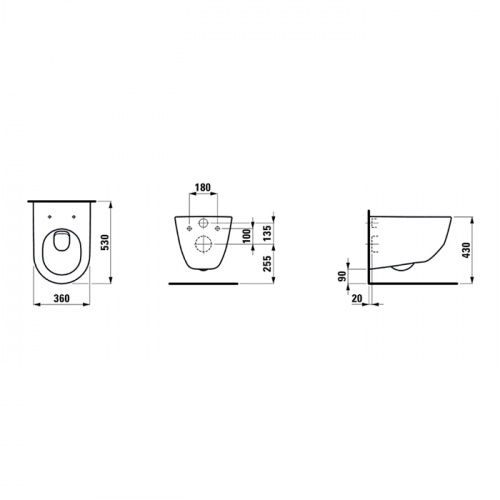 картинка LAUFEN Pro NEW  Унитаз подвесной 530х360х340 мм (с ободком!), цвет белый от магазина Сантехстрой