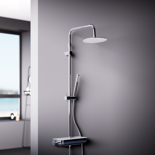 картинка 936780000 Scandinavian Pure душевая система с душевым смесителем-полкой, хром от магазина Сантехстрой