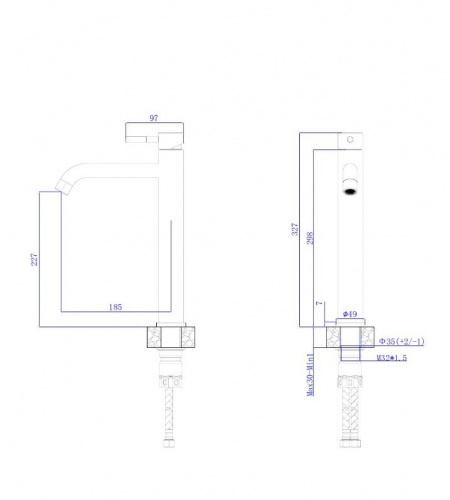 картинка Смеситель для умывальника RUSH Melos высокий черный (SUS1101-12Black) от магазина Сантехстрой