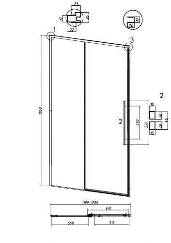 картинка Дверь в нишу Grossman Galaxy 100.K33.01.120.10.02 (120х195) хром,стекло шиншилла,раздвижная, 1 место от магазина Сантехстрой
