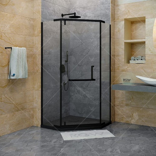 картинка Душевой уголок RGW Hotel HO-081-B 100х100 350608100-24 профиль Черный стекло матовое-сатинат от магазина Сантехстрой