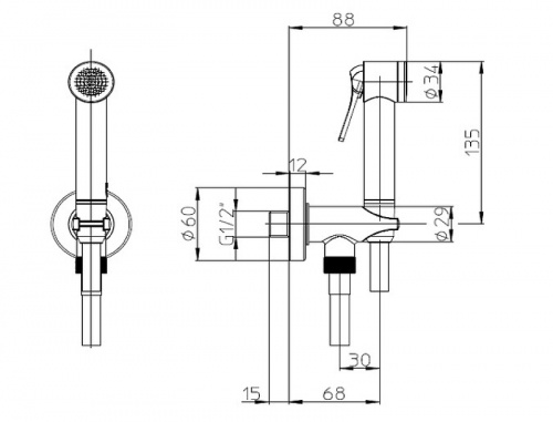 картинка Гигиенический душ Bossini Apice CE4002.030 Хром от магазина Сантехстрой