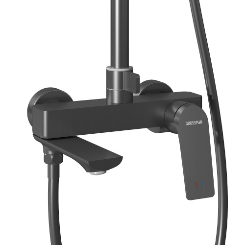 картинка Душевая стойка Cosmo 500.K35.02.420 с верхним душем, ручной лейкой и смесителем, графит сатиновый от магазина Сантехстрой