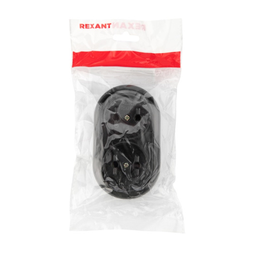 картинка Колодка 2 гнезда карболитовая б/з 16 А,  черная Rexant от магазина Сантехстрой