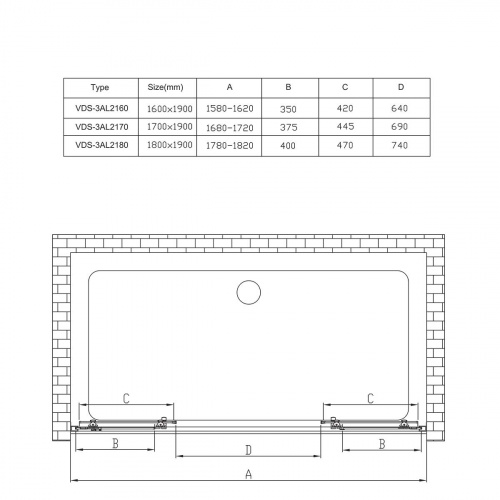 картинка Душевая дверь Alpha VDS-3AL2170CL, 1700, хром, стекло прозрачное от магазина Сантехстрой