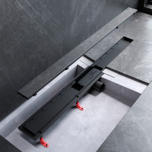 картинка W02SC-U11-090-04BM PrimeFlow Трап для душа линейный универс затвор Tile 90см цвет черн мат от магазина Сантехстрой