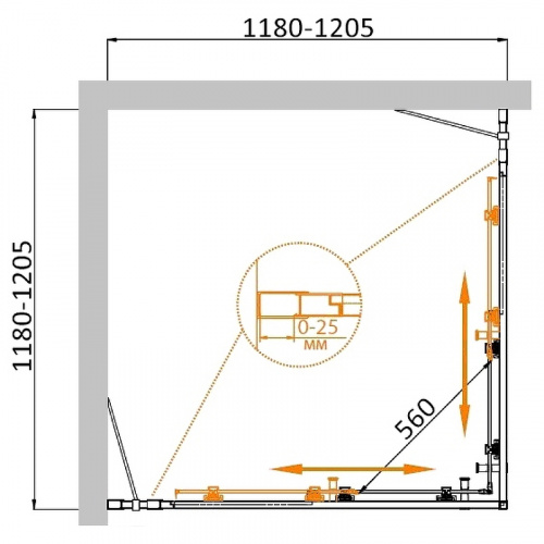 картинка Душевой уголок Cezares Molveno 120x120 MOLVENO-A-22-100+20-C-BORO-IV профиль Брашированное золото стекло прозрачное от магазина Сантехстрой