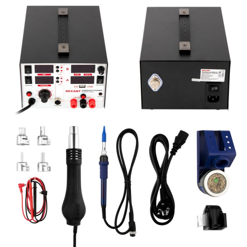 картинка Паяльная станция (паяльник + фен + источн.  питания),  модель R5000, цифровая,  100-480°C,  LED дисплей REXANT от магазина Сантехстрой