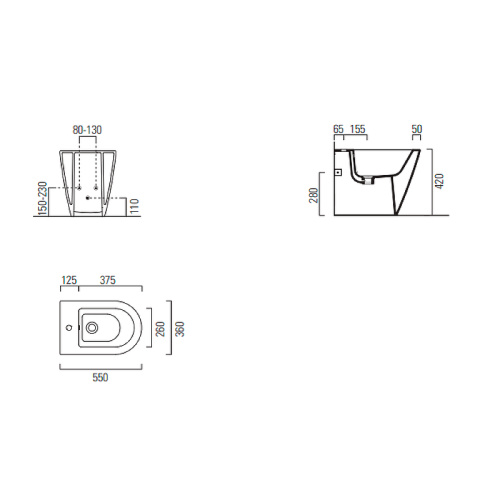 картинка Биде GSI Kube X 9462111 приставное Белое от магазина Сантехстрой