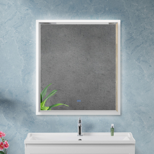 картинка Зеркало Cezares Interni 80 CZR-SPC-INT-800-900-LED-TCH-WARM-BL с подсветкой Bianco Lucido с сенсорным выключателем и подогревом от магазина Сантехстрой
