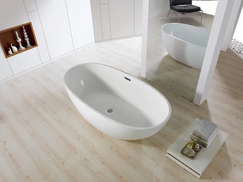 картинка Ванна акриловая Azario LEEDS 1685х840х580, свободностоящая, в комплекте с сифоном и металлической рамой (LEE17085) от магазина Сантехстрой