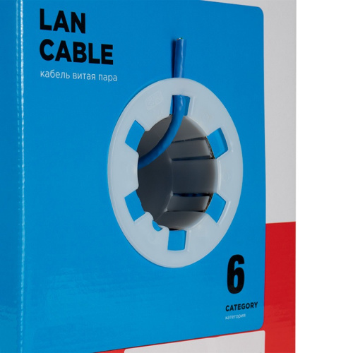 картинка Кабель витая пара U/UTP,  CAT 6, PVC,  23AWG, INDOOR, SOLID,  синий,  305 м,  REXANT от магазина Сантехстрой