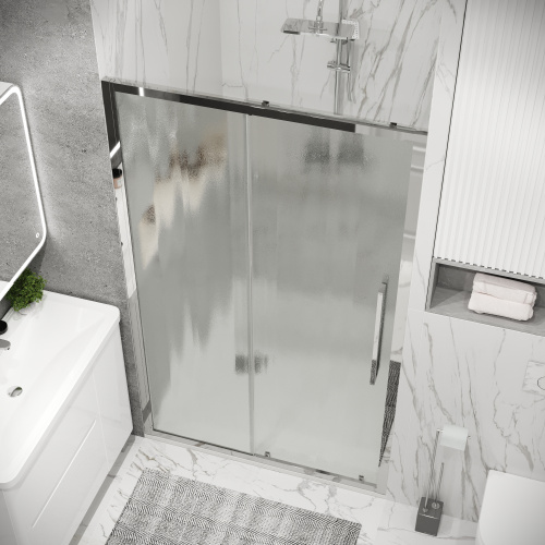 картинка Дверь в нишу Grossman Cosmo 100.K33.02.110.10.02 (110х195) хром,стекло шиншилла,раздвижная, 1 место от магазина Сантехстрой