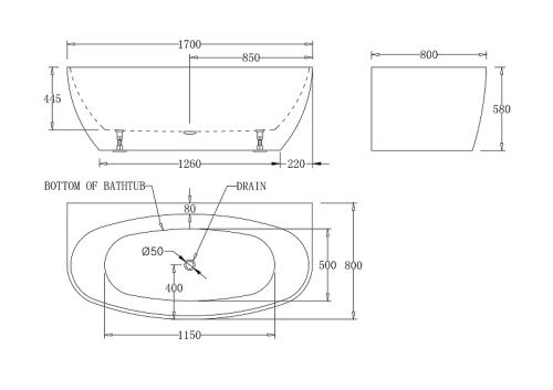 картинка Акриловая ванна BelBagno 170x80 BB83-1700-W0 без гидромассажа от магазина Сантехстрой