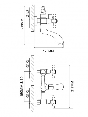 фото смеситель ammore a3081-c для ванны и душа, белый