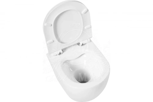 картинка Подвесной безободковый унитаз Art&Max OVALE с сиденьем в комплекте AM011CHR/SC от магазина Сантехстрой